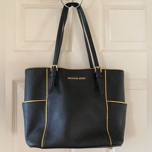 Michael Kors Black with Gold Trim Medium Tote Bag